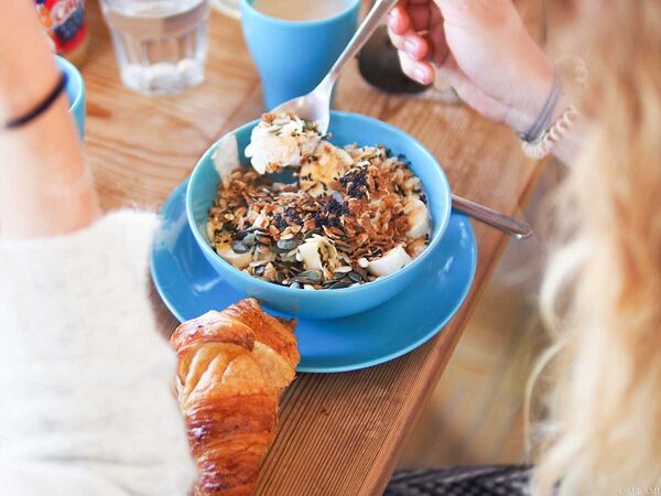 Yummy granola fro breakfast at A-Fame Surfcamp in El Palmar